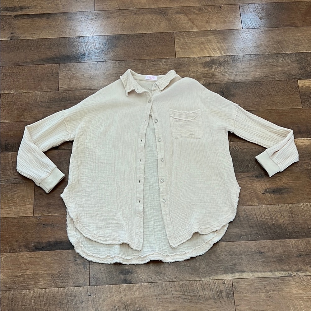 Pink Lily Oversized Linen Shacket